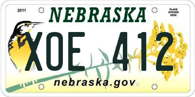 NE license plate XOE412