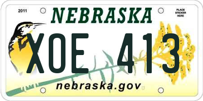 NE license plate XOE413