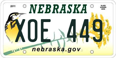 NE license plate XOE449