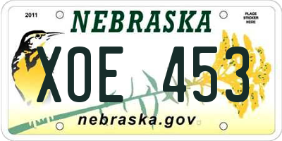 NE license plate XOE453