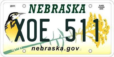 NE license plate XOE511