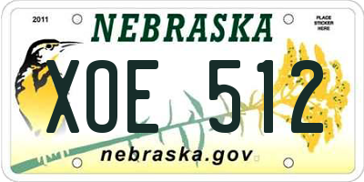 NE license plate XOE512