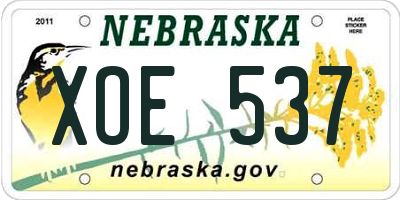 NE license plate XOE537