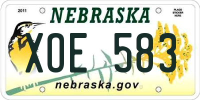 NE license plate XOE583