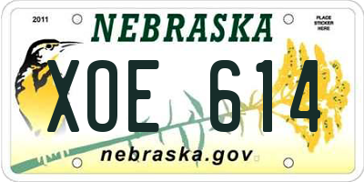NE license plate XOE614