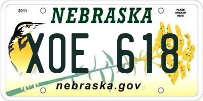 NE license plate XOE618