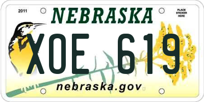 NE license plate XOE619