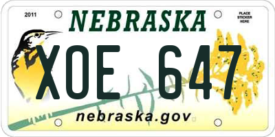 NE license plate XOE647