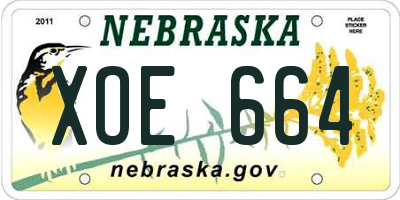 NE license plate XOE664