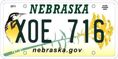NE license plate XOE716