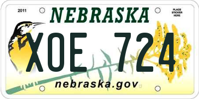 NE license plate XOE724