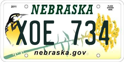NE license plate XOE734