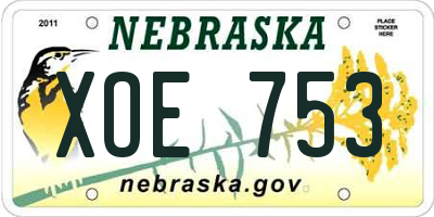 NE license plate XOE753