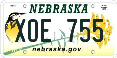 NE license plate XOE755