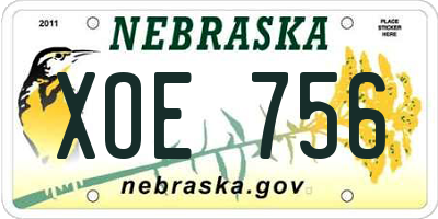 NE license plate XOE756