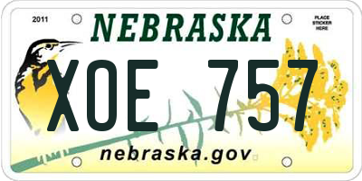 NE license plate XOE757