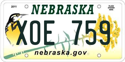 NE license plate XOE759