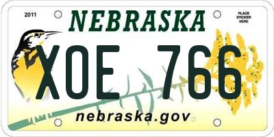 NE license plate XOE766