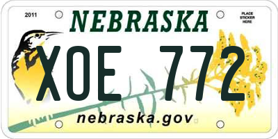 NE license plate XOE772