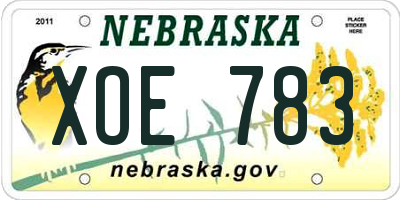 NE license plate XOE783