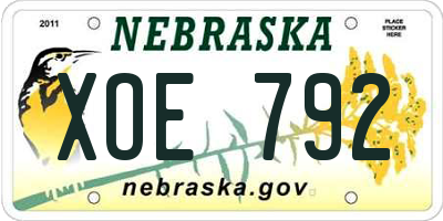 NE license plate XOE792