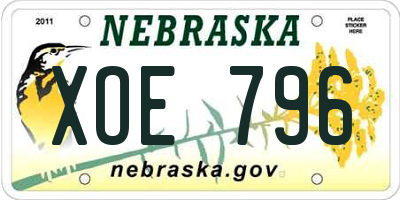 NE license plate XOE796