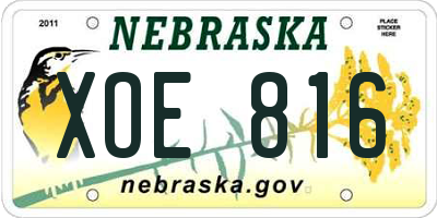 NE license plate XOE816
