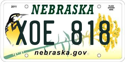 NE license plate XOE818