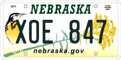 NE license plate XOE847