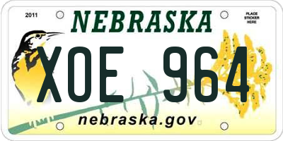 NE license plate XOE964