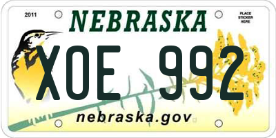NE license plate XOE992