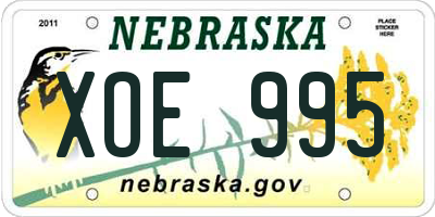 NE license plate XOE995