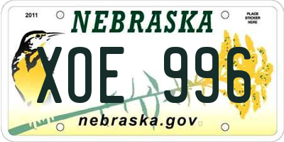 NE license plate XOE996