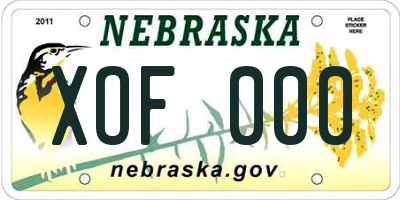 NE license plate XOF000