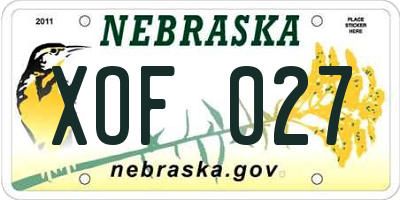 NE license plate XOF027