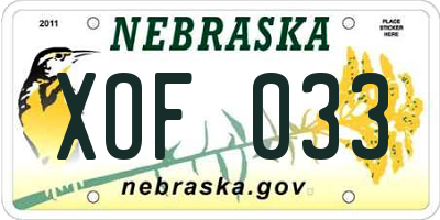 NE license plate XOF033