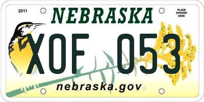 NE license plate XOF053
