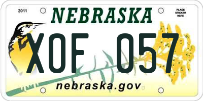 NE license plate XOF057