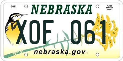NE license plate XOF061