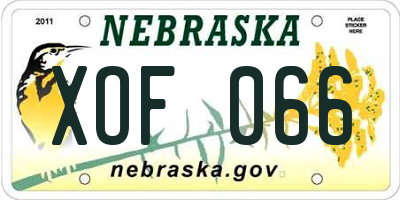 NE license plate XOF066