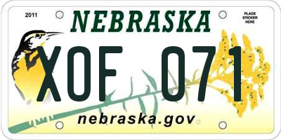 NE license plate XOF071