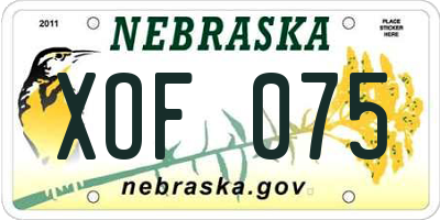 NE license plate XOF075