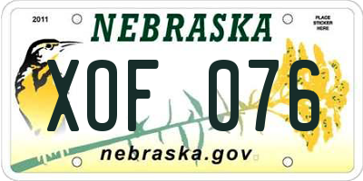 NE license plate XOF076