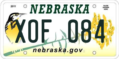 NE license plate XOF084