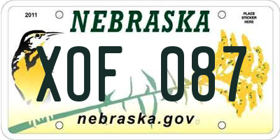 NE license plate XOF087
