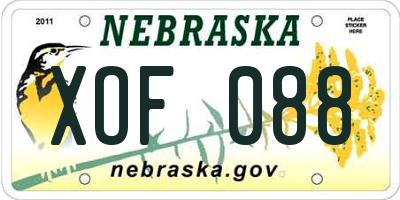 NE license plate XOF088