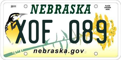 NE license plate XOF089