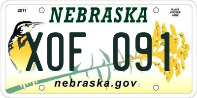 NE license plate XOF091