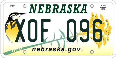 NE license plate XOF096