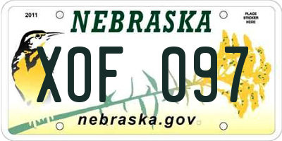 NE license plate XOF097